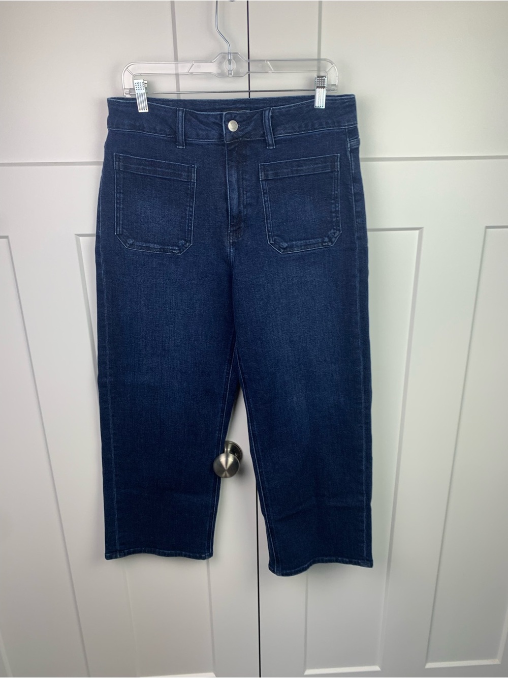 Quince Size 31 Bella Stretch Patch Pocket Wide Leg Jeans Ankle 26 In Dark Wash - Picture 3 of 11